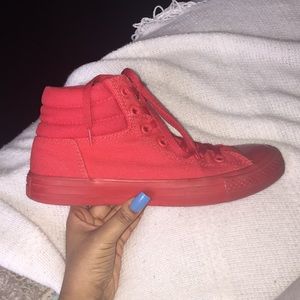 All red hightop converse